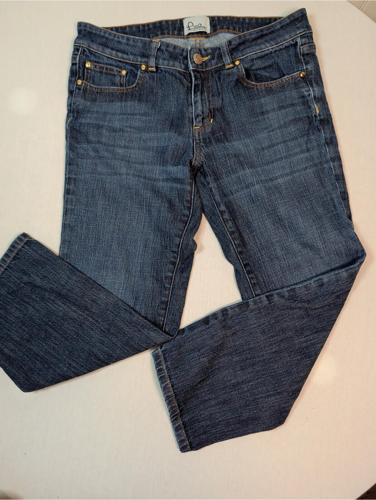 Lilly Pulitzer Women's Dark Blue Denim Low Rise Cropped Jeans